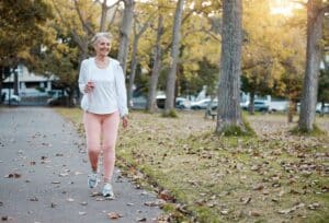 Woman walking freely after joint replacement physical therapy in Odgen, UT